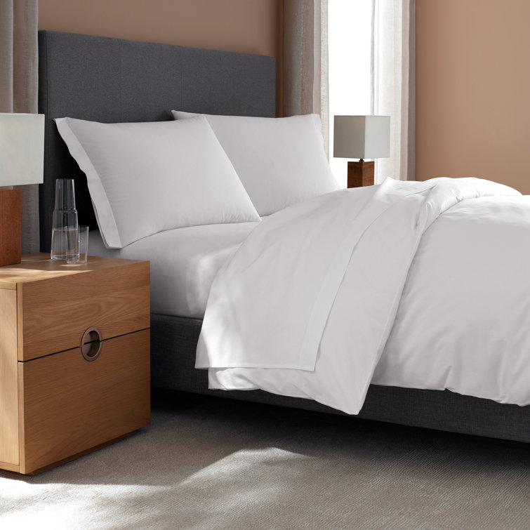 Twin White Cotton Percale Duvet Cover