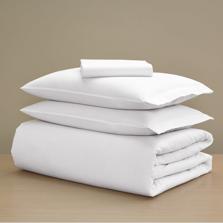 Twin White Cotton Percale Duvet Cover