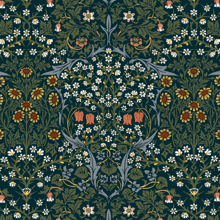 Billiard Green Floral Self-Adhesive Wallpaper Roll