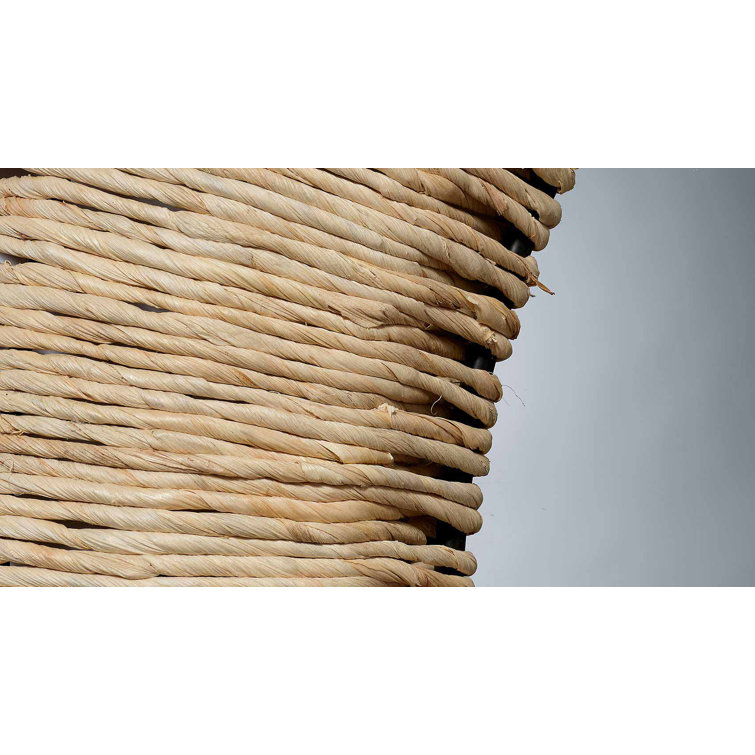 Hollis Artisan-Crafted Corn Straw Wrapped Round Mirror - Natural Finish