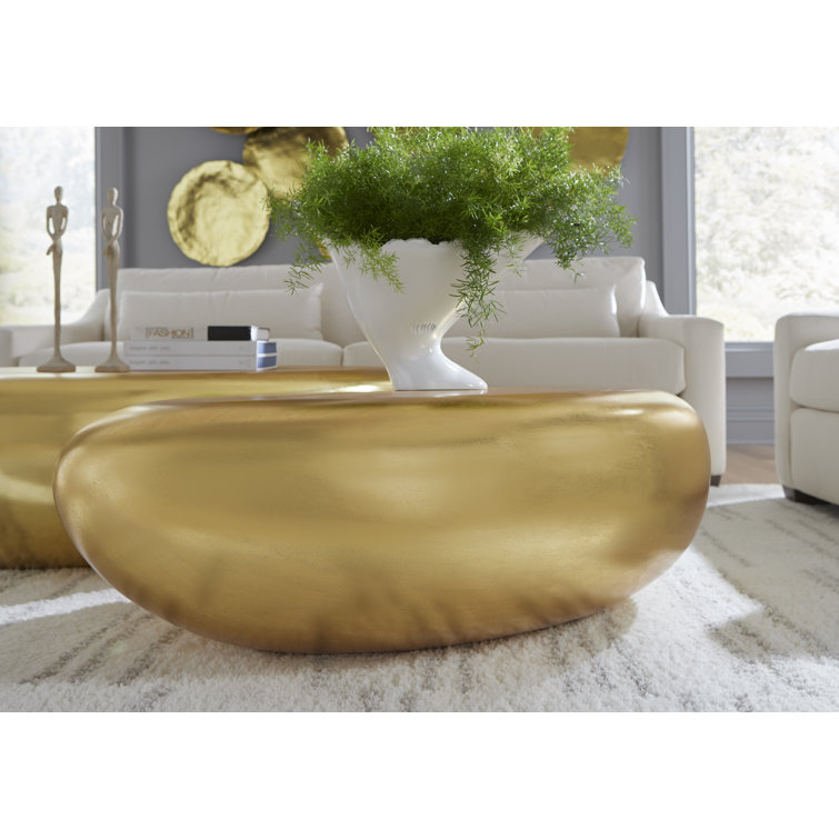 Gold Leaf Oval Resin Coffee Table by Jason Phillips
