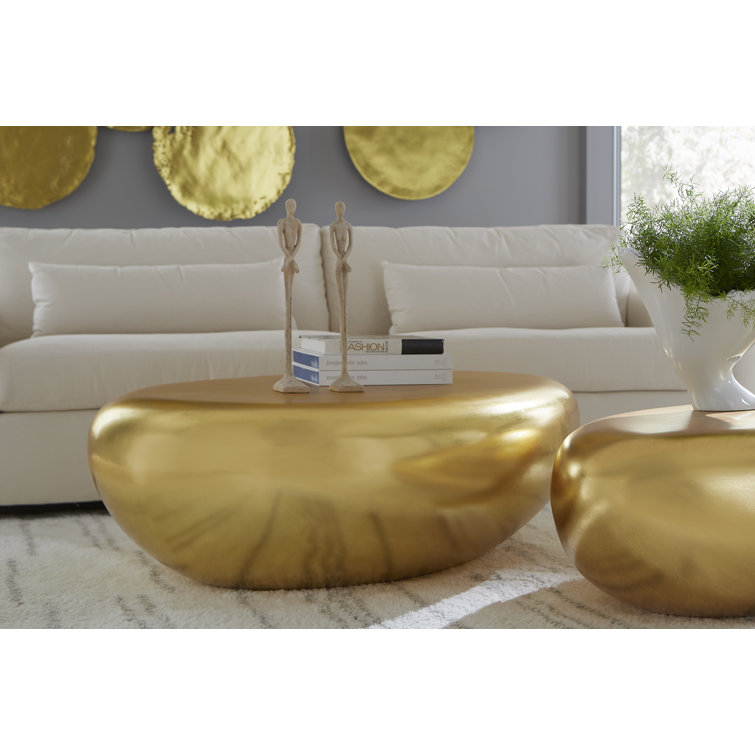 Transitional Silver Leaf Oval Outdoor Coffee Table, 54" x 34"