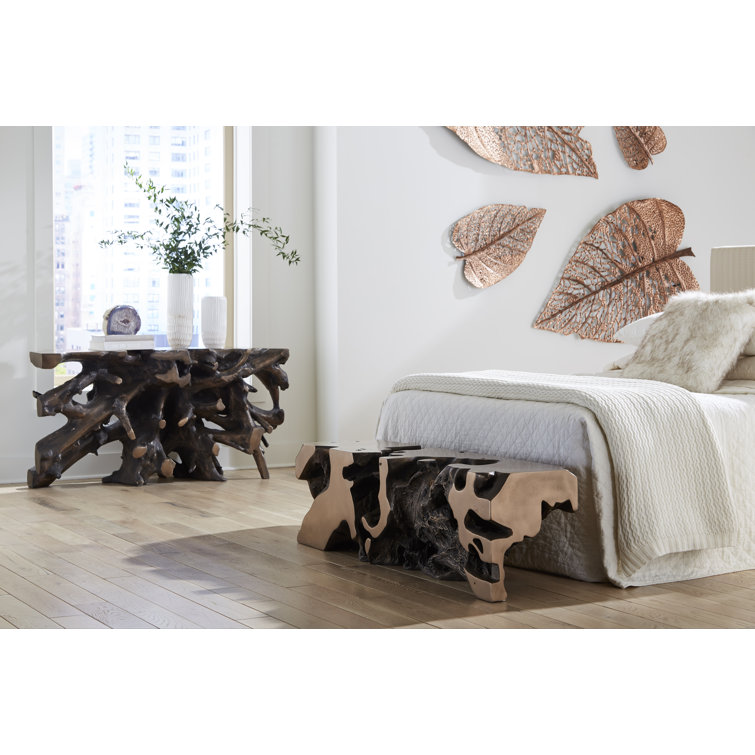 Contemporary Brown Solid Wood Freeform Bench