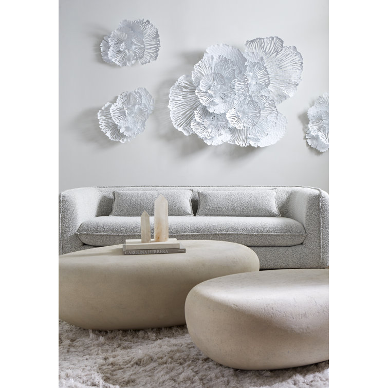 White Metal Contemporary Flower Wall Sculpture