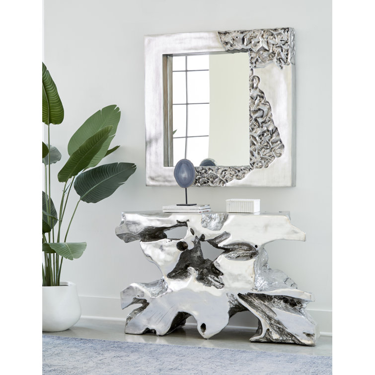 Venice Silver Leaf Freeform Wood Console Table