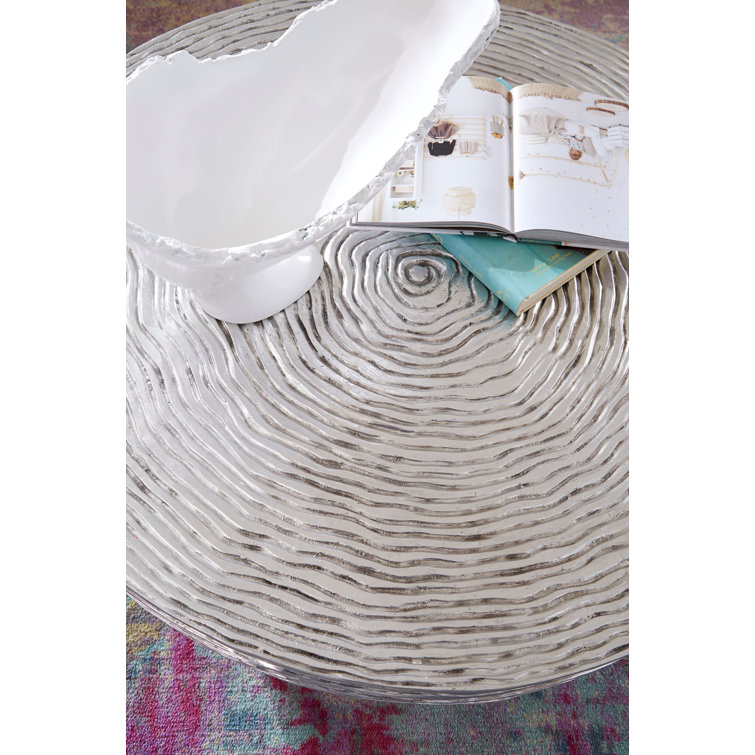 Ripple Black and Silver Round Aluminum Outdoor Coffee Table