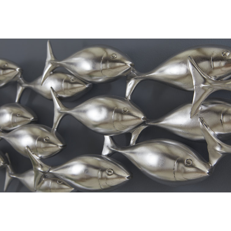 Silver Resin School of Fish Wall Decor