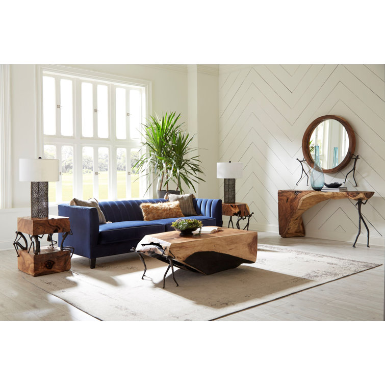 Atlas Rectangular Black and Brown Wood Metal End Table
