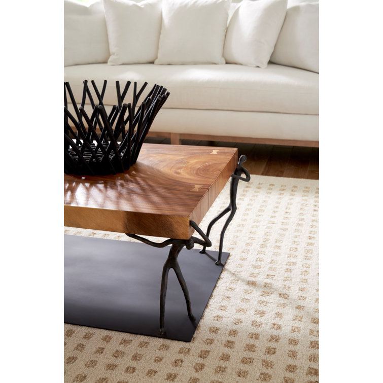 Atlas 55'' Brown and Black Transitional Rectangular Coffee Table