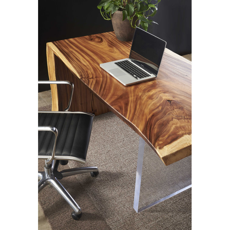 Natural Wood and Acrylic Home Office Desk