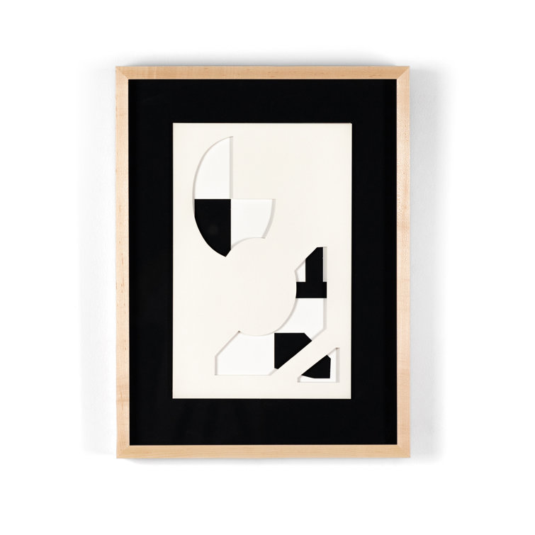 Maple Framed Black and White Dimensional Abstract Art