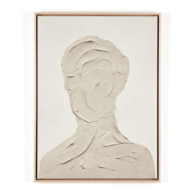 Textured Abstract Silhouette Canvas Wall Art in Maple Frame