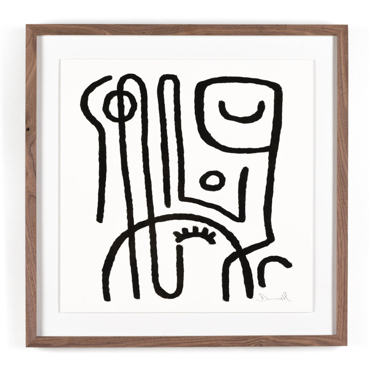 Feel It Black and White Abstract Art with Wooden Frame