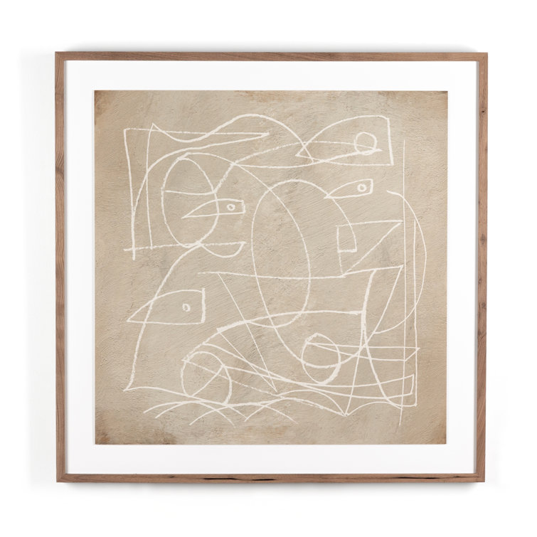 Modern Abstract Canvas Print in Walnut Frame, 40" x 40"