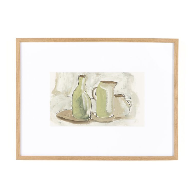 Modern Minimalist Still Life Framed Art in White Oak
