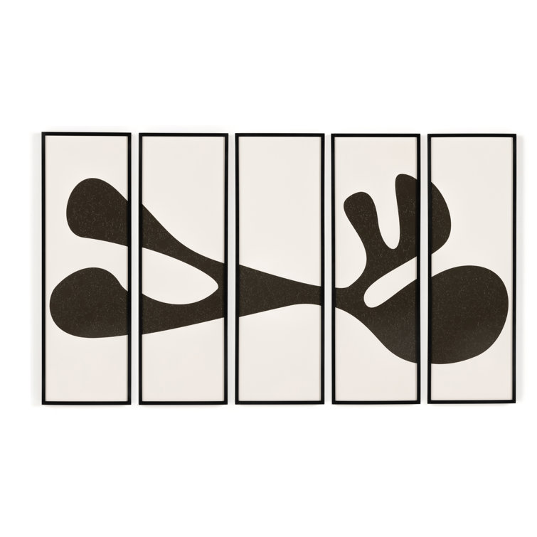Organic Black and White Abstract Canvas Wall Art Set