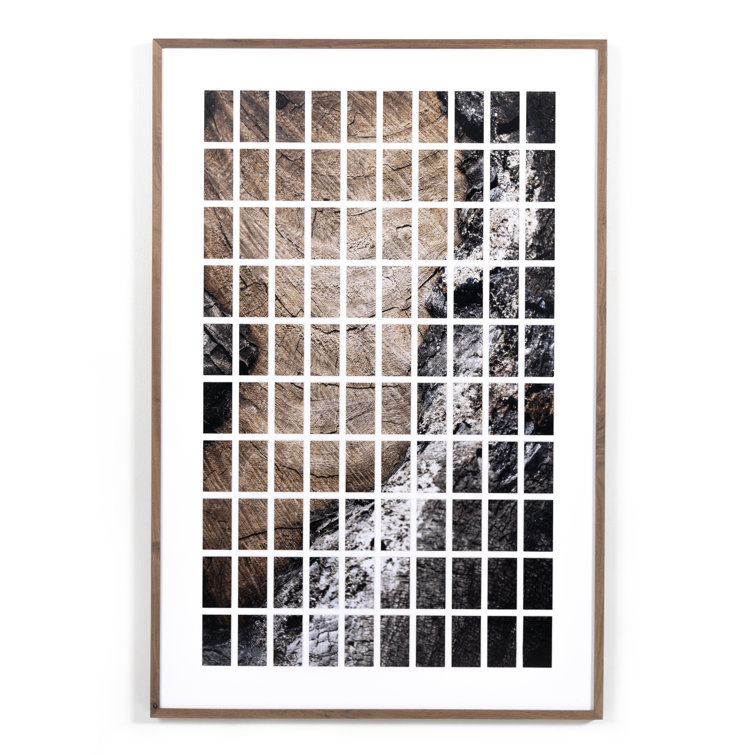 Large Walnut Framed Canvas Print with Abstract Design