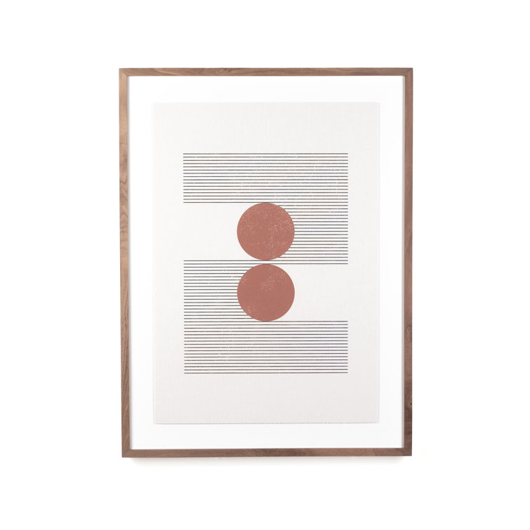 Abstract Walnut Framed Oil Painting with Brown Frame