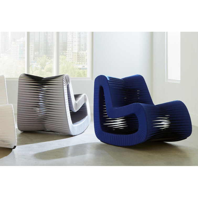 Contemporary 35" Black & Blue Braided Back Glider Chair