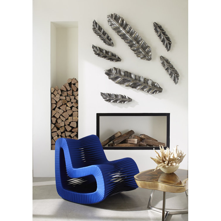 Contemporary 35" Black & Blue Braided Back Glider Chair