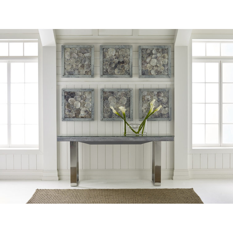 Natural Shells in Gray Wood Square Wall Art