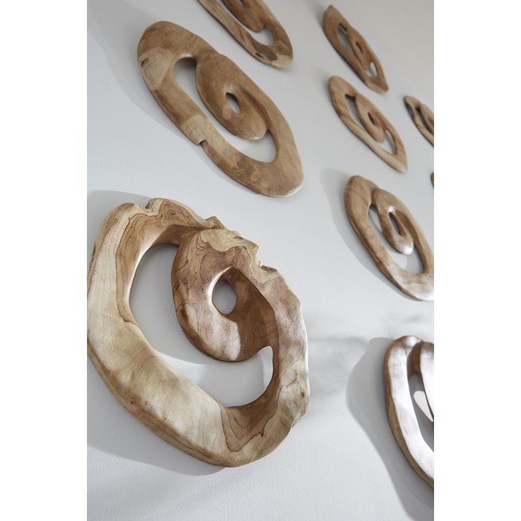 Natural Teak Wood Swirl Wall Décor