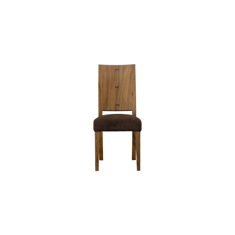 Contemporary High Back Brown Chamcha Wood Side Chair