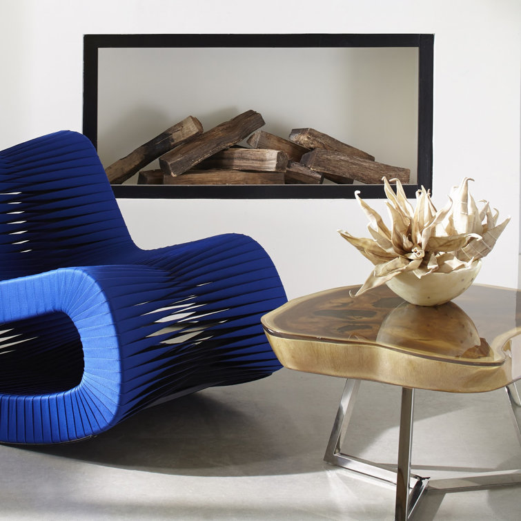 Contemporary 35" Black & Blue Braided Back Glider Chair