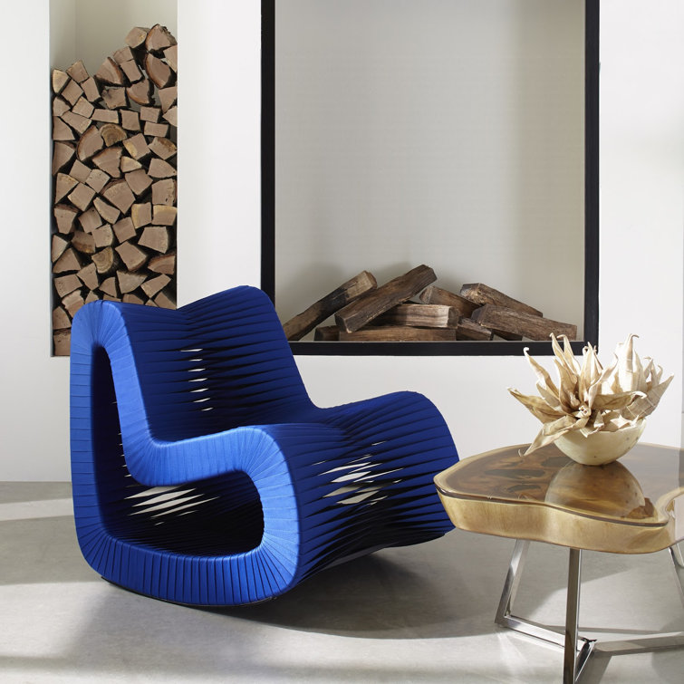Contemporary 35" Black & Blue Braided Back Glider Chair