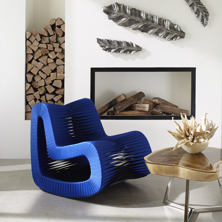 Contemporary 35" Black & Blue Braided Back Glider Chair