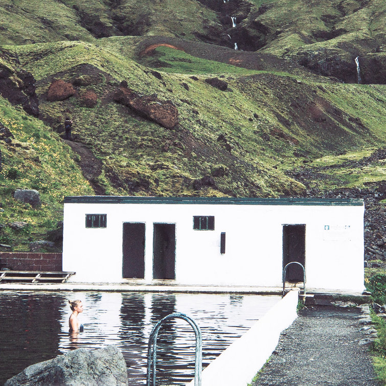 Iceland Swim Landscape Print in Black Frame