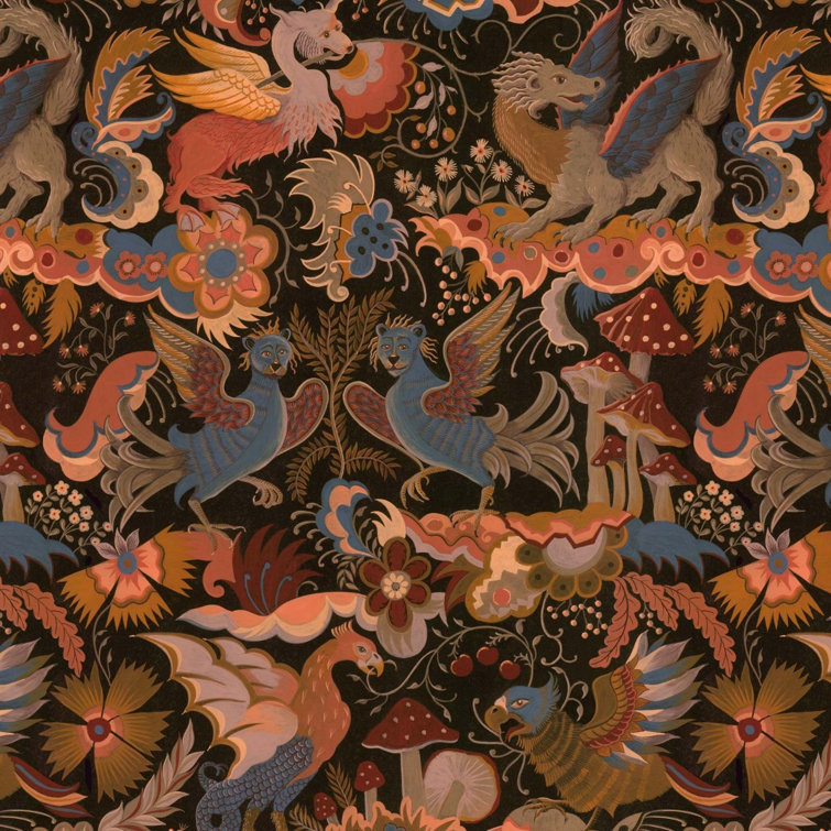 Selenite Orange Mythical Creatures Non-Pasted Wallpaper Roll