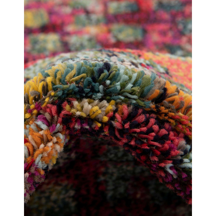 Colorful Abstract Octagon Synthetic Indoor Rug