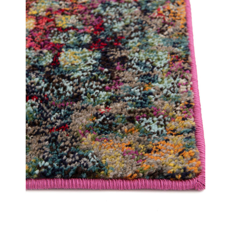 Colorful Abstract Octagon Synthetic Indoor Rug