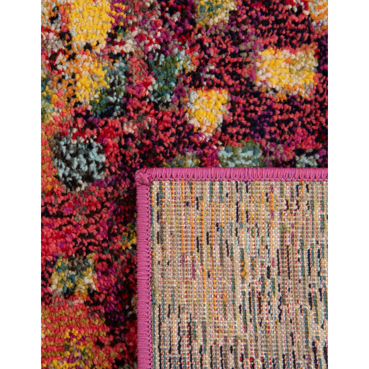 Colorful Abstract Octagon Synthetic Indoor Rug