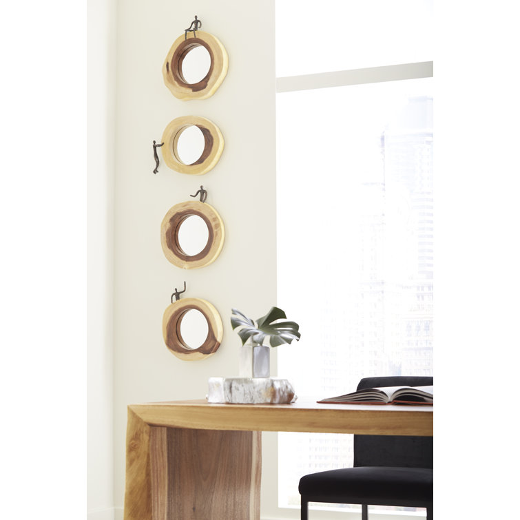 Atlas Cross Cut 12" Bronze-Wood Beveled Accent Mirror