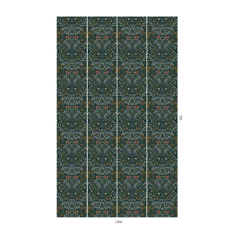 Billiard Green Floral Self-Adhesive Wallpaper Roll