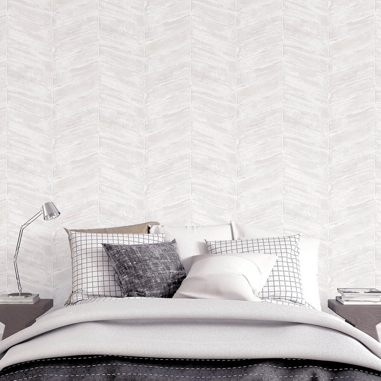 Pearl Off-White Chevron Design Washable Wallpaper Roll
