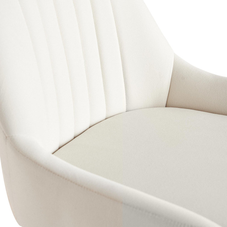 White Velvet Upholstered Side Chair with Gold Metal Legs
