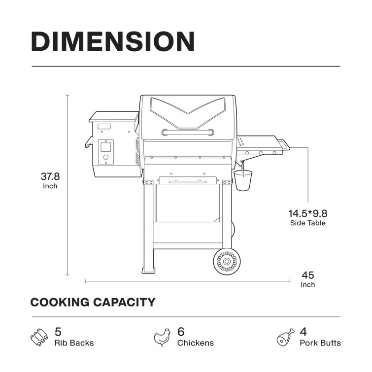 Bronze Stainless Steel Freestanding Pellet Grill with Porcelain-Coated Grates