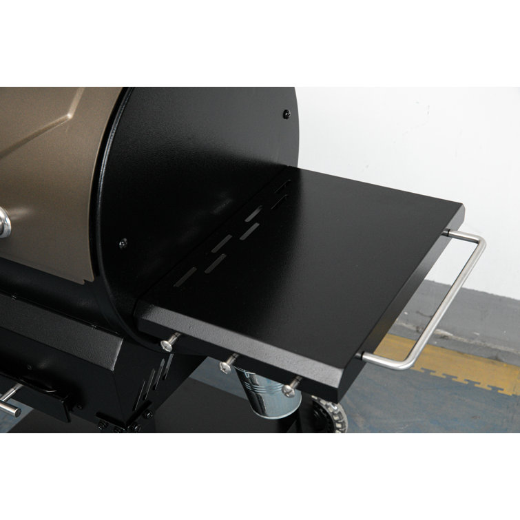 Bronze Stainless Steel Freestanding Pellet Grill with Porcelain-Coated Grates