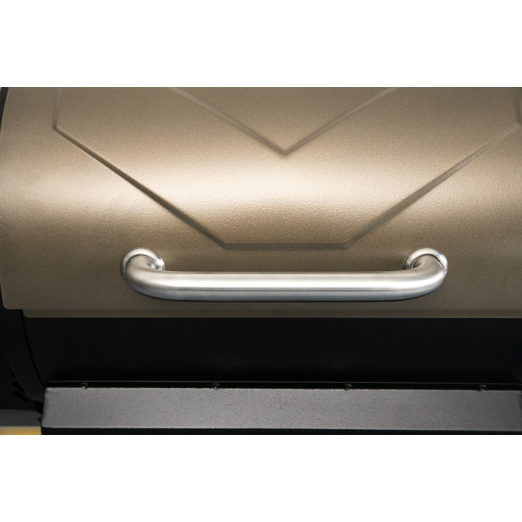Bronze Stainless Steel Freestanding Pellet Grill with Porcelain-Coated Grates