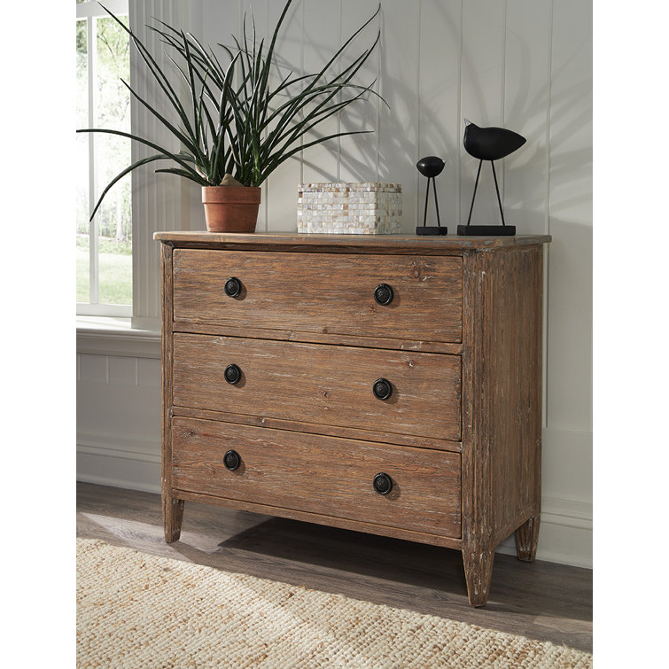 Rustic Brown Reclaimed Pine 3-Drawer Chest