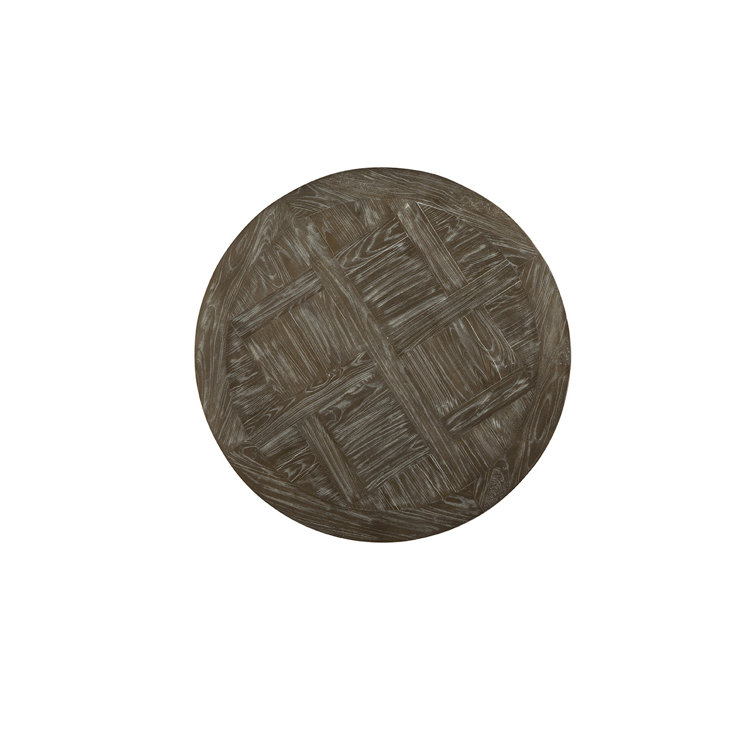 Contemporary 35'' Round Wood & Metal Coffee Table in Brown