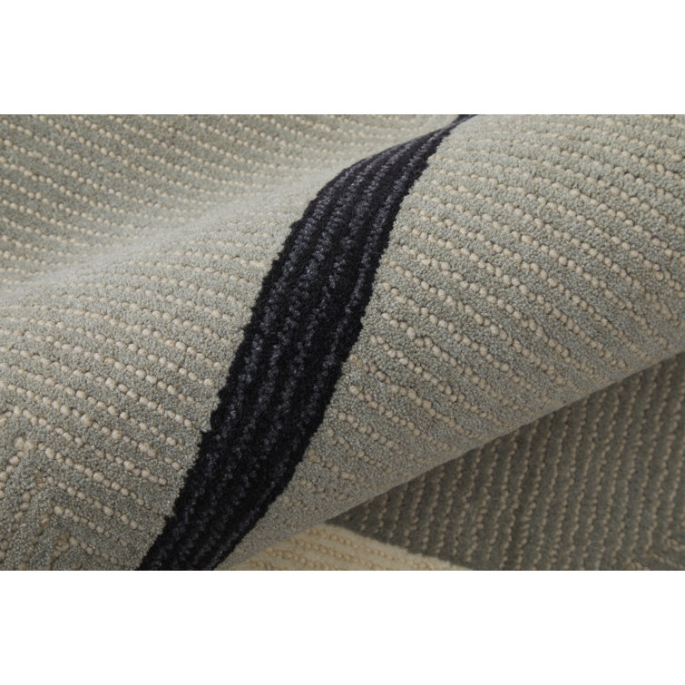 Black and Gray Hand-Tufted Wool Rectangular Rug 8' x 10'