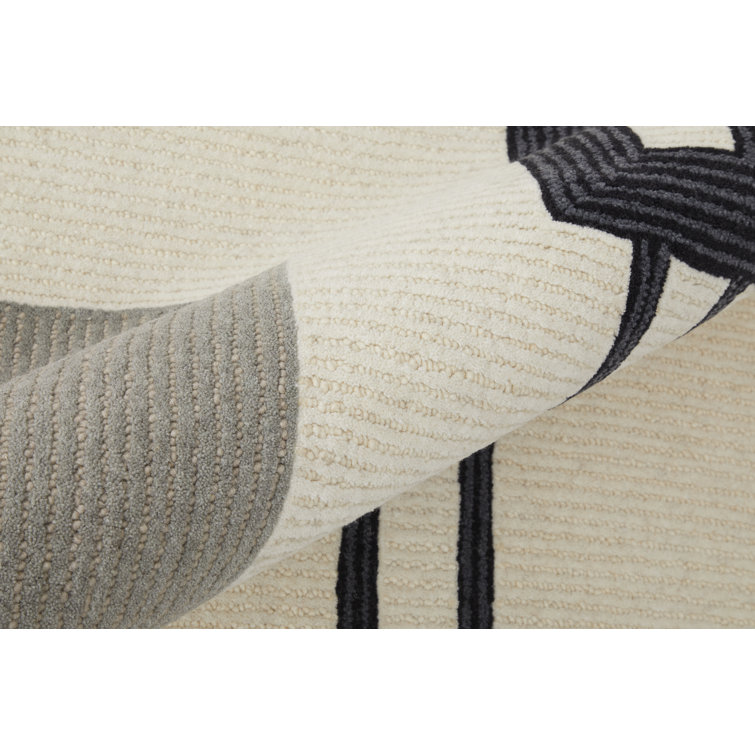 Hand-Tufted Black and Gray Abstract Wool Rug, 9' x 12'