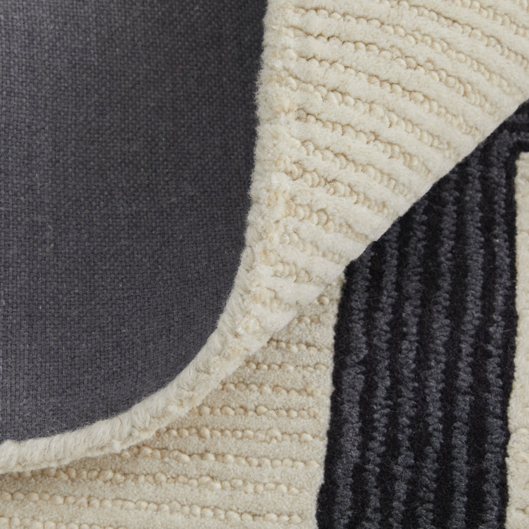 Hand-Tufted Black and Gray Abstract Wool Rug, 9' x 12'