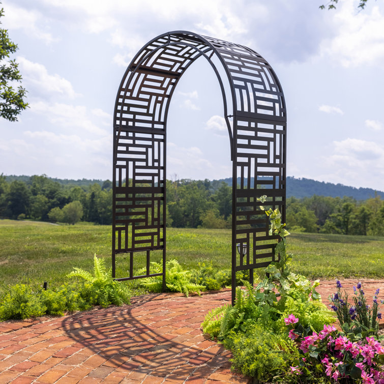 Geometric Black Metal Garden Arch Arbor