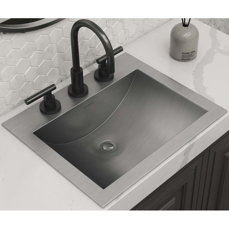 Ruvati 21 x 17 Inch Brushed Stainless Steel Topmount Bathroom Sink