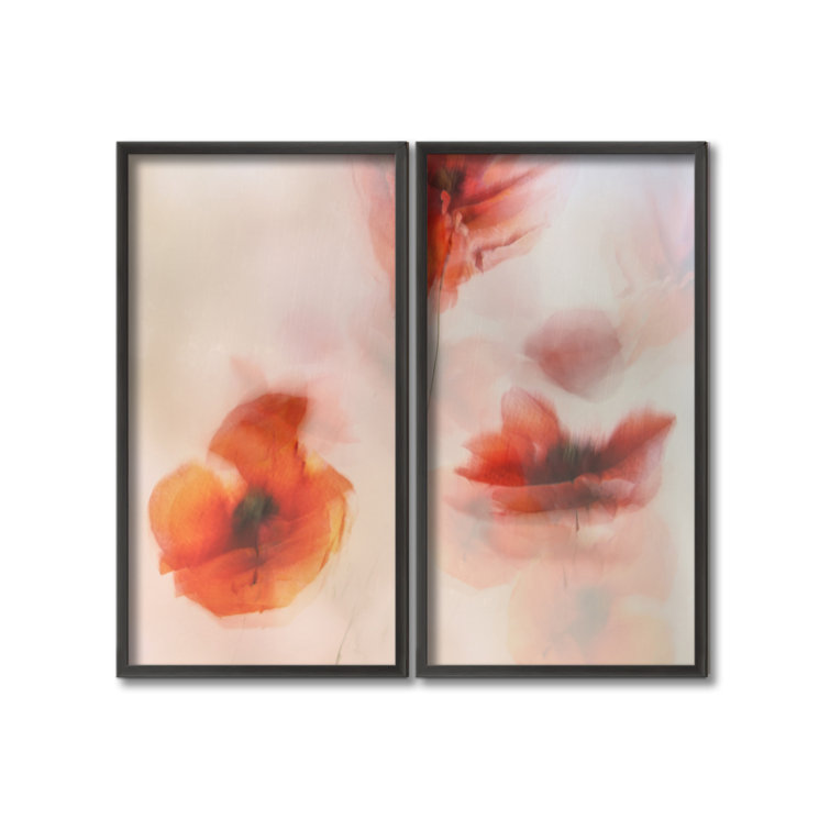 Large Framed Red Poppies Print Wall Art Set